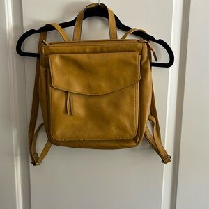 Magnolia Grace Mustard Yellow Faux Leather Backpack